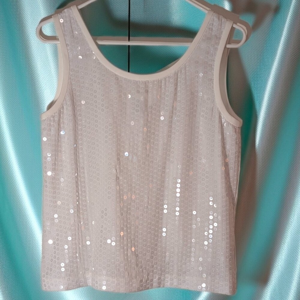 Vintage Liz Claiborne White Sequins Tank Top